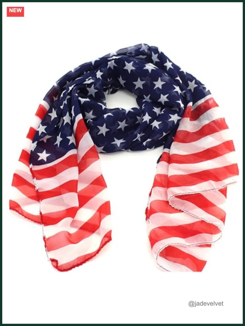 Patriotic Polyester Fashion Scarf Lightweight US Flag Shawl for 4th of July
